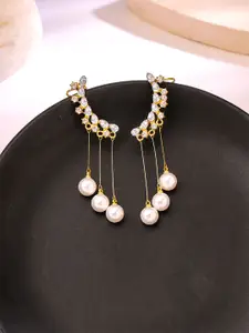 Yellow Chimes Gold Plated Crystal Contemporary Danglers Earrings