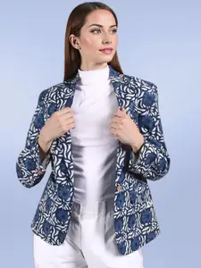 Talethread Printed Cotton Single-Breasted Casual Blazer