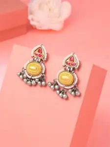 Yellow Chimes Silver-Plated Contemporary Drop Earrings