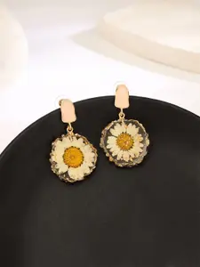 Yellow Chimes Gold Plated Floral Drop Earrings