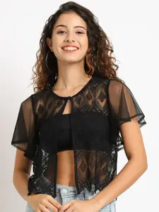 Moonaa Fashion Cotton V-Neck Open Front Shrug