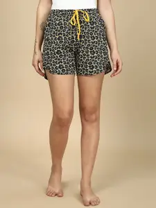 PYNK Women Printed Mid-Rise Pure Cotton Lounge Shorts