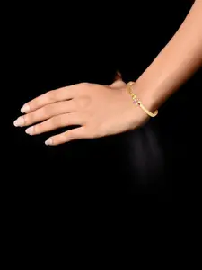 Vighnaharta Set Of 2 Gold-Plated Stones-Studded & Beaded Bangles