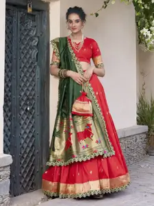 LOOKNBOOK ART Woven Design Ready To Wear Silk Lehenga And Unstitched Blouse With Dupatta