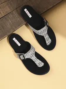 V-WALK Women Textured Stylish Comfort T-Strap Flats