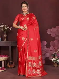 elora Floral Zari Satin Banarasi Saree