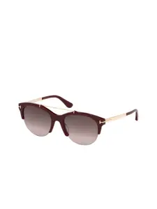 Tom Ford Women Half Rim UV Protected Round Sunglasses FT0517 55 69T