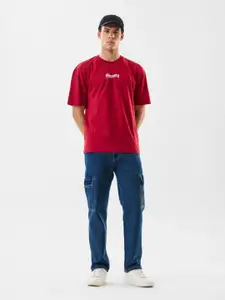 Snitch Men Blue Mid-Rise Regular Fit Cargo Jeans