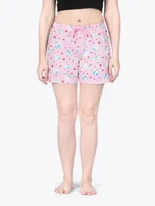 ariel Women Printed Mid-Rise Pure Cotton Lounge Shorts