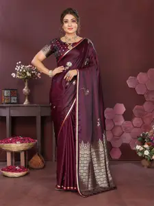 elora Floral Satin Banarasi Saree