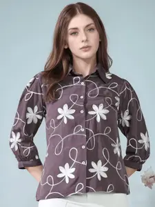 Sangria Women Floral Printed Shirt Style Top