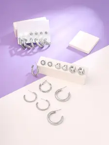 Yellow Chimes Set Of 12 Rhodium Plated Contemporary Studs Earrings