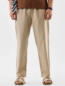 Snitch Men Beige Mid-Rise Relaxed Fit Trouser