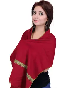 Exotic India Women Tusha Scarves from Kashmir with Sozni Embroidered Border