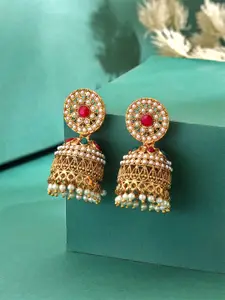 Yellow Chimes Gold Plated Dome Shaped Jhumkas Earrings
