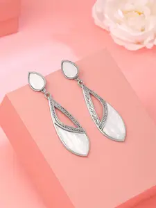 Yellow Chimes Silver Plated Contemporary Drop Earrings