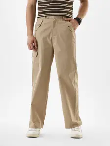 Snitch Men Beige Mid-Rise Relaxed Fit Cargo Pants
