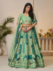 ODETTE Embroidered Semi-Stitched Lehenga & Unstitched Blouse With Dupatta