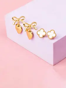 SALTY Women Pack Of 2 Champagne Wishes & Tactile Heart Earrings