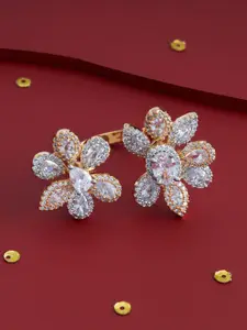 Kushal's Fashion Jewellery White Gold-Plated Party Zircon Finger Ring