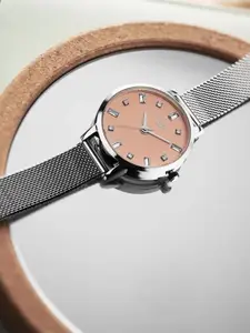 Sonata Poze Quartz Analog Dial Mesh Strap Watch for Women - SP80056SM01W