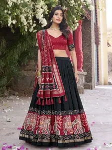 LOOKNBOOK ART Ethnic Motifs Printed Semi Stitched Lehenga & Unstitched Blouse With Dupatta