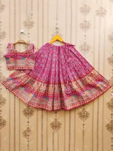 BAESD Girls Printed Ready to Wear Lehenga & Blouse With Dupatta