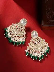 TEEJH Gold-Plated Classic Artificial Stone Studded Chandbalis Earrings