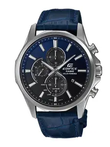 CASIO Men Round Dial & Leather Cuff Straps Analogue Watch ED648