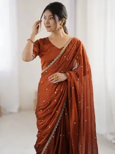 Saree mall Embellished Sequinned Floral Pure Georgette Saree