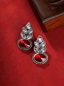 TEEJH Madhurai Silver Plated Artificial Stones Studded Classic Chandbalis