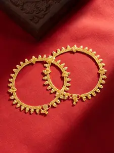 TEEJH Gold-Plated Artificial Beaded Anklets