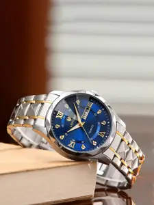 LONGBO Men Dial & Bracelet Style Straps Analogue Watch Long-83715-Slvr-Gld-Blu