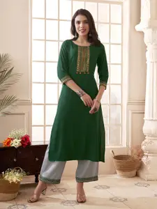 Anouk Women Printed Mirror Work Kurta