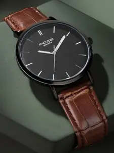 Sonata Men Printed Dial & Leather Textured Straps Analogue Watch SP70021NL01W