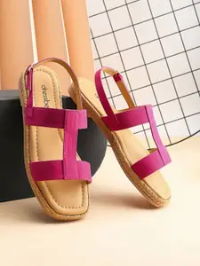 DressBerry Women Solid Square Toe One Toe Flats