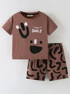 INCLUD Boys Printed Round Neck T-Shirt With Shorts