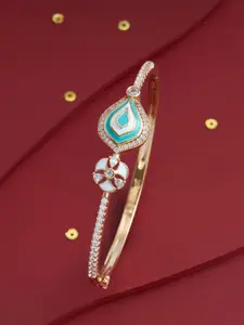 Kushal's Fashion Jewellery White Gold-Plated Party Zircon Kada Bangle