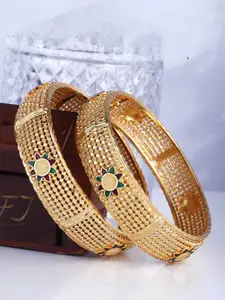 Vighnaharta Set Of 2 Gold-Plated Bangles