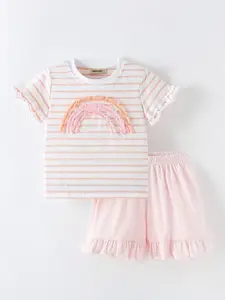 INCLUD Girls Striped T-shirt with Shorts