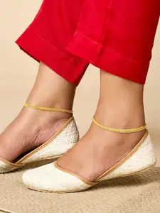 TEEJH Gold-Plated Artificial Beaded Anklets