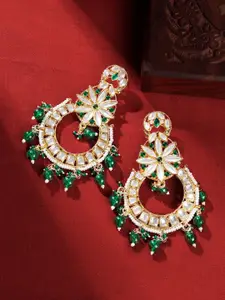 TEEJH Gold-Plated Classic Artificial Stone Studded Chandbalis Earrings