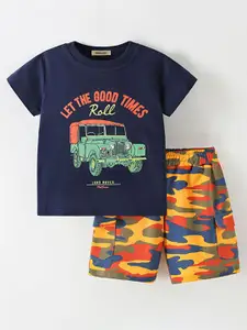 INCLUD Boys Car Graphic Printed T-shirt with Shorts
