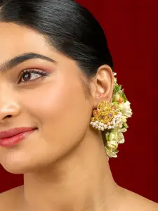 TEEJH Gold-Plated Classic Artificial Stones Studded and Beaded Chandbalis