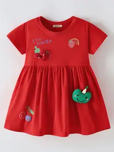 INCLUD Girls Printed Fruit Applique Fit & Flare Dress