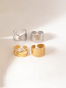 Niska Set Of 4 Gold-Plated Adjustable FingerRing