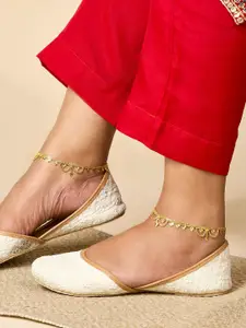 TEEJH Gold-Plated Artificial Beaded Anklets