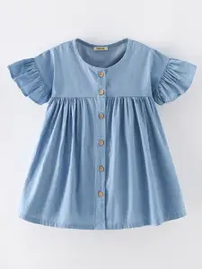INCLUD Girls Flutter Sleeve Shirt Dress