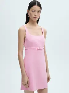 MANGO Shoulder Straps Bow-Detail Mini A-Line Dress