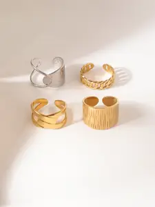Niska Set Of 4 Gold-Plated Adjustable Finger Rings